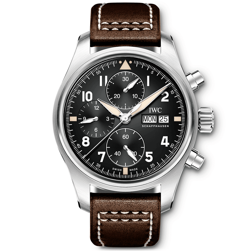 Pilot’s Spitfire 41mm Black Dial Chronograph Leather Strap Watch