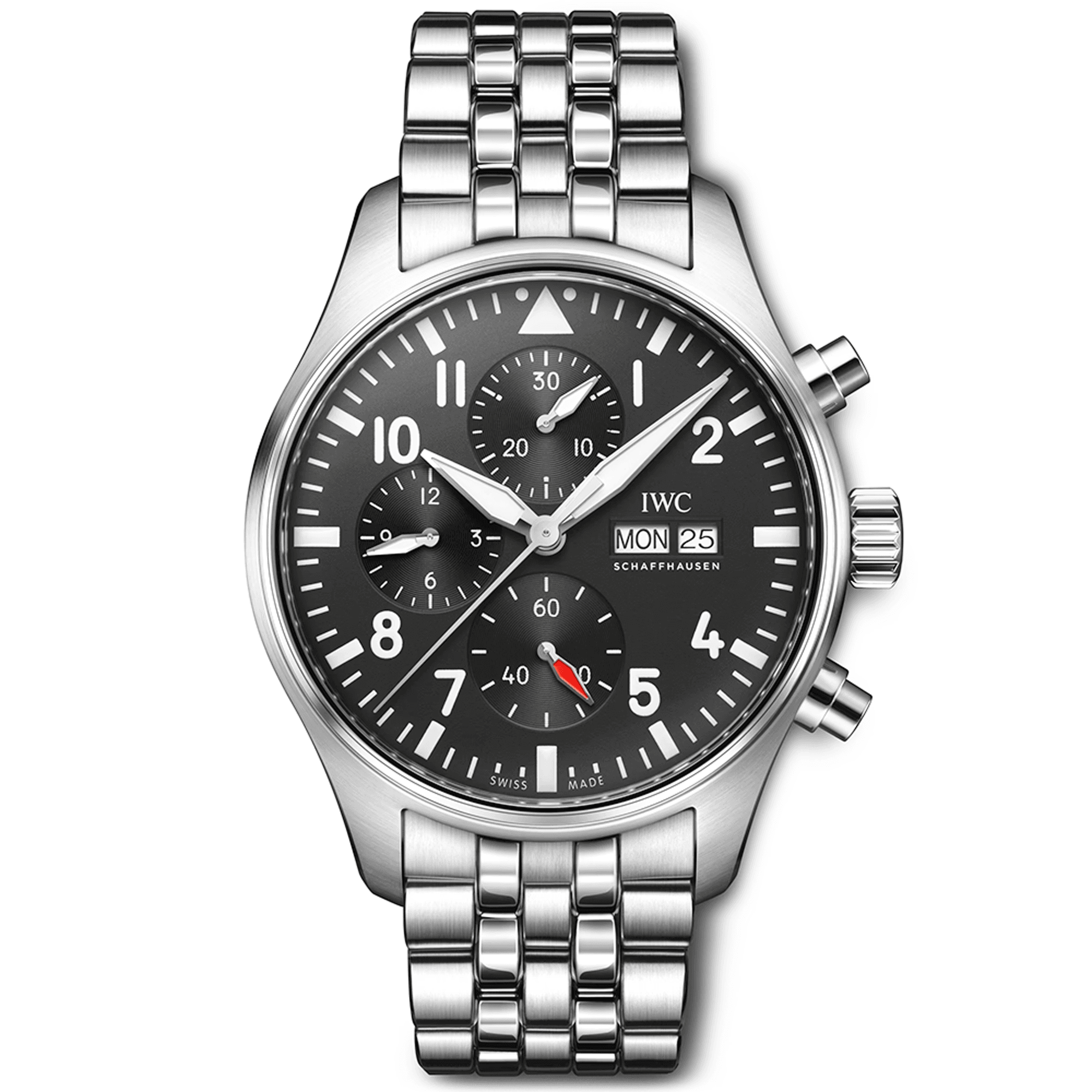 Pilot’s 43mm Black Dial Chronograph Men’s Bracelet Watch