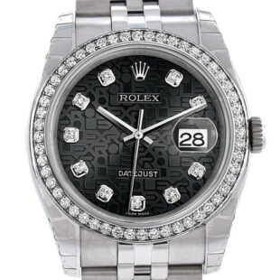 Datejust 36 Black Jubilee design set with Diamonds Dial 18k White Gold Diamond Bezel Jubilee Men’s Watch 116244