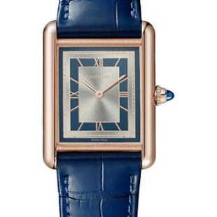 Cartier Tank Louis Cartier Watch – 33.7 mm x 25.5 mm Rose Gold Case – Silvery Blue Dial – Navy Blue Alligator Strap – WGTA0058