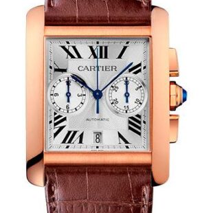 Cartier Tank MC Watch – 34.3 mm Pink Gold Case – Silver Dial – Dark Brown Alligator Strap – W5330005
