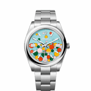Rolex Oyster Perpetual 41, Oystersteel, 41mm, Turquoise Celebration Motif Dial, Ref# 124300-0008